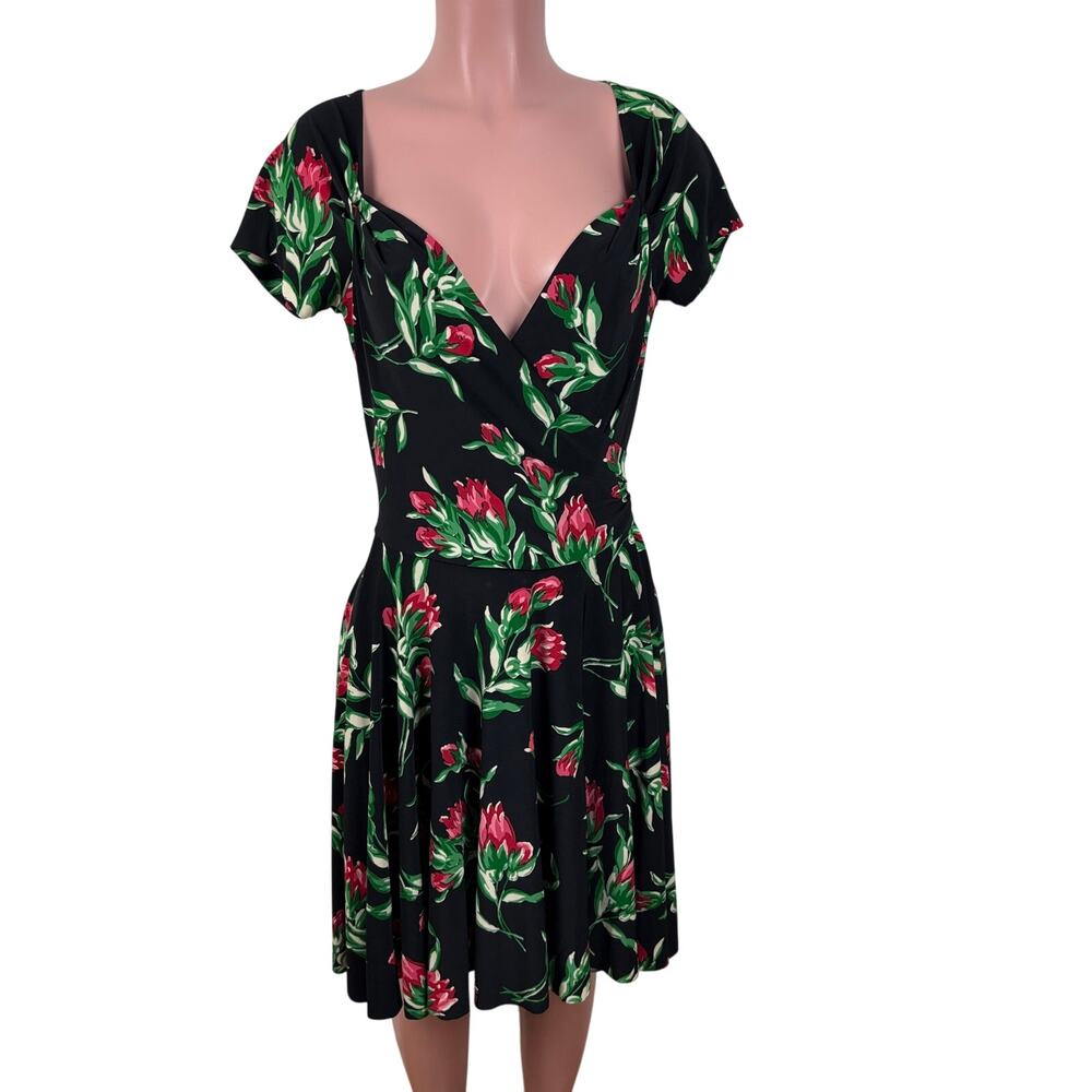 Kamali Kulture Sweetheart Draped Jersey Knit Dress Floral Medium